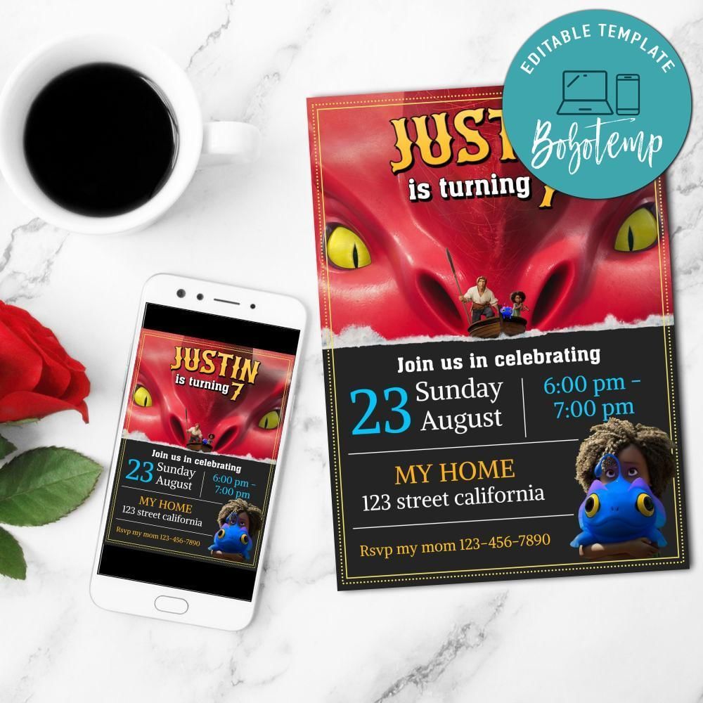 The Sea Beast Mobile Invite Customizable Template Instant Download