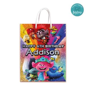 Trolls Gift Bag Label Template Printable Instant Download
