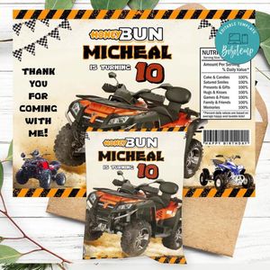 Four Wheeler Birthday Honey Buns Snack Bag Label Customizable Instant Download