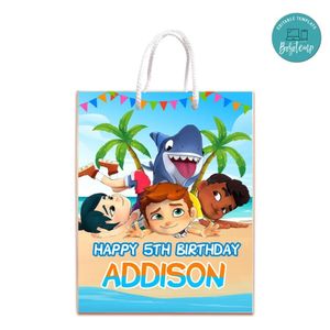 Sharkdog Gift Bag Label Template Printable Instant Download