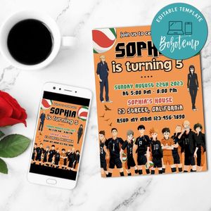 Haikyu Birthday Flyer Customizable Template to Print at Home Instant Download