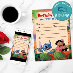 Lilo And Stitch  Fill In The Blank Mobile Invite Customizable Template Instant Download
