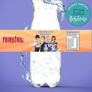 Fairy tail Birthday Water Bottle Label Template to Print at Home Instant Download