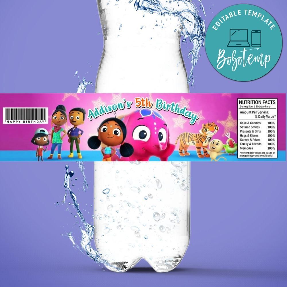 Deepa & Anoop Birthday Water Bottle Label Template to Print at Home Instant Download