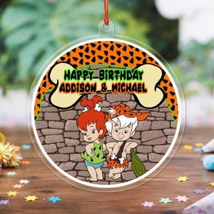 Flintstone Pebbles And Bam Bam Acrylic Ornament Birthday Gift