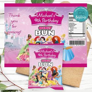 Disney Princess Honeybun Snack Bag Digital File Printable Instant Download