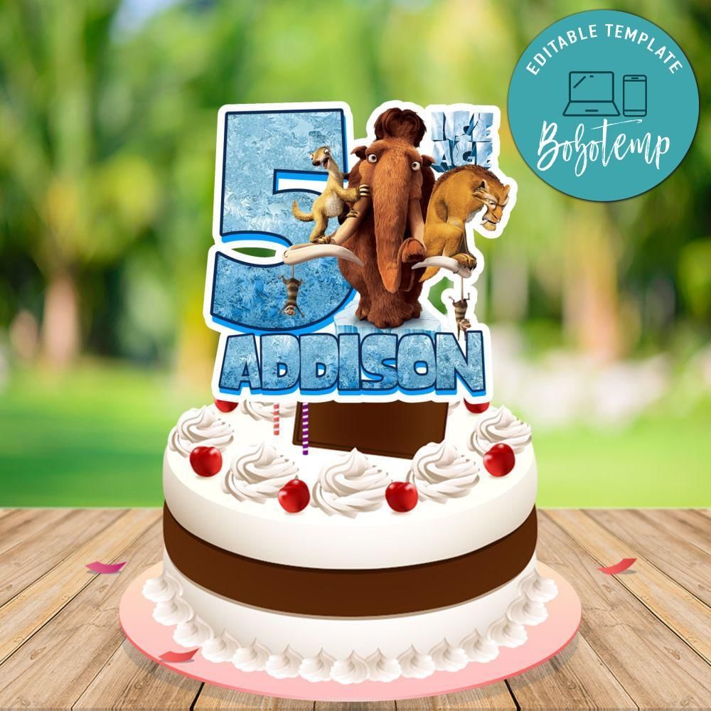 Ice Age Cake Topper Template Printable Instant Download