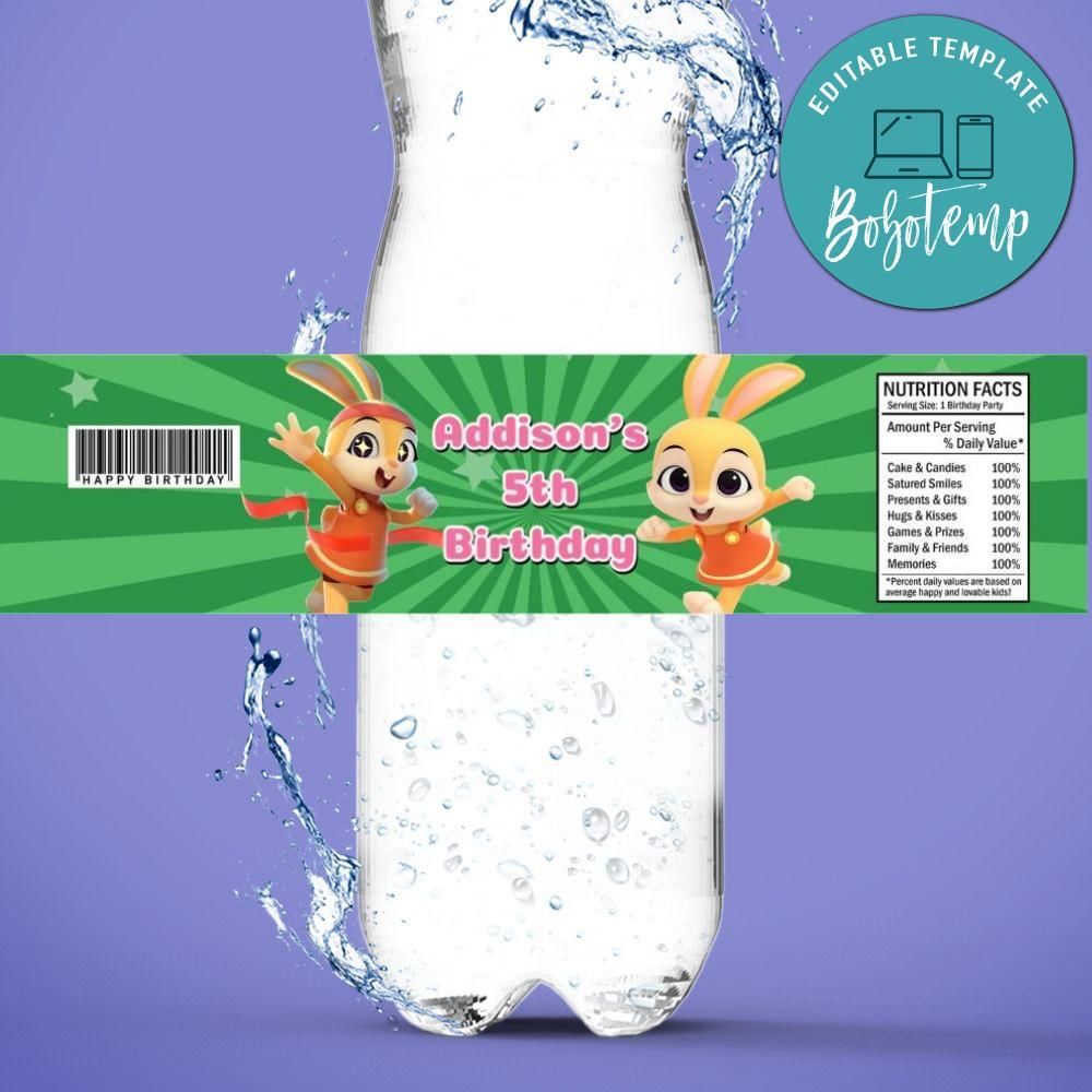 Jeni pinkfong Bottle Label Birthday Water Bottle Label Template to Print at Home Instant Download