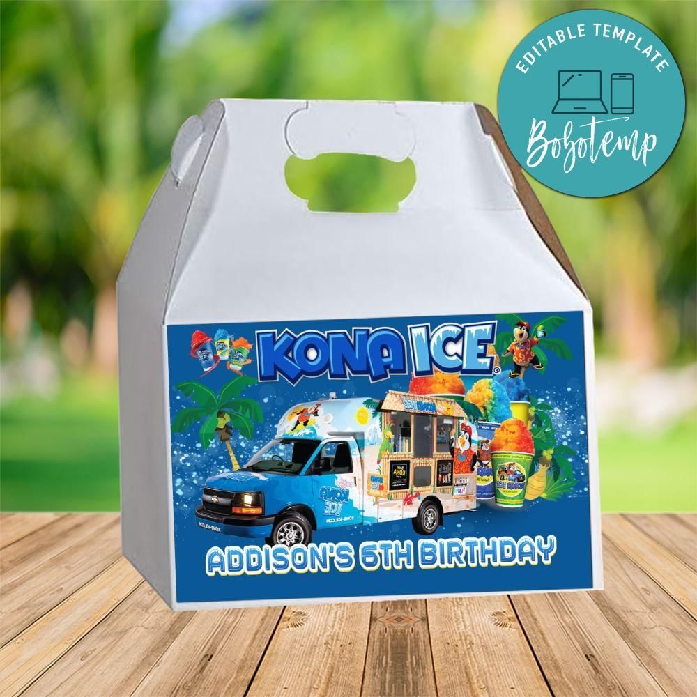 Kona Ice Gable Box Digital File Printable Instant Download