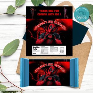 Deadpool Candy Bar Label Customizable Template Instant Download