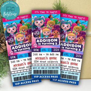 I Love Vip Pets Ticket Invitation Customizable Template Instant Download