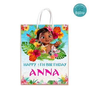 Baby Moana Gift Bag Label Template Printable Instant Download