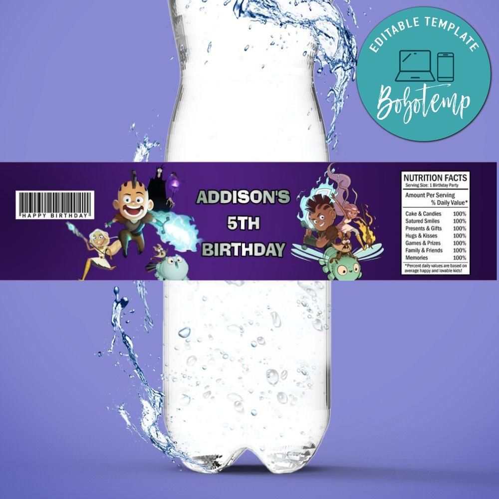 Niko and the sword Bottle Label Birthday Water Bottle Label Template to Print at Home Instant Download