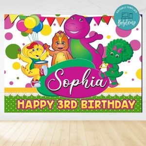 Barney Birthday Backdrop Digital File Template Instant Download