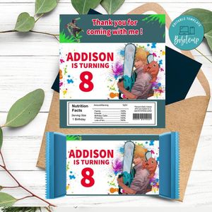 Chainsaw man Candy bar Label Customizable Template Instant Download