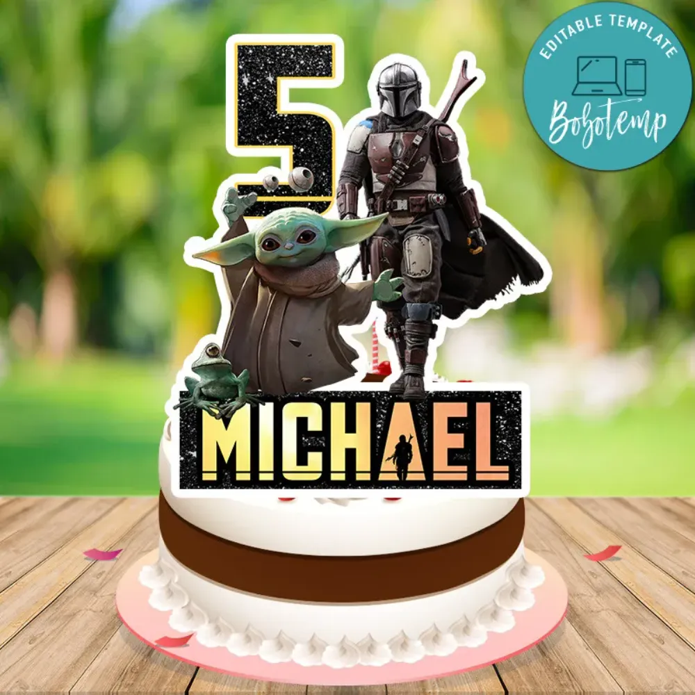Mandalorian Birthday Cake Topper Template Printable | Sportspartydesign
