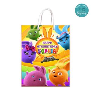 Sunny Bunnies Gift Bag Label Template Printable Instant Download