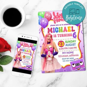 Luli pampin Birthday Flyer Customizable Template to Print at Home Instant Download