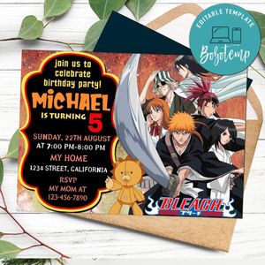 Bleach Birthday Flyer Customizable Template to Print at Home Instant Download