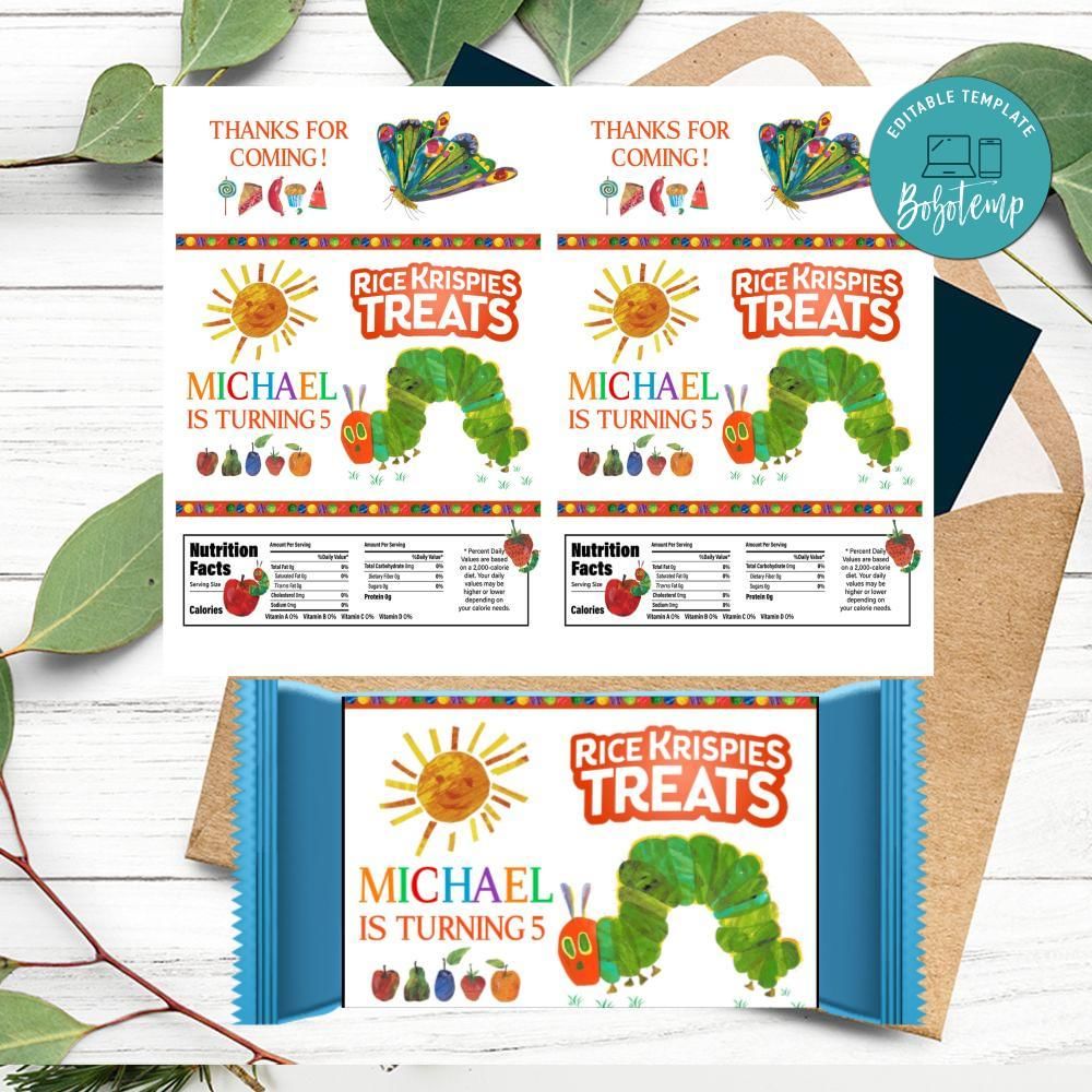 Hungry Caterpillar Rice Krispies Treats Template Printable DIY | Bobotemp
