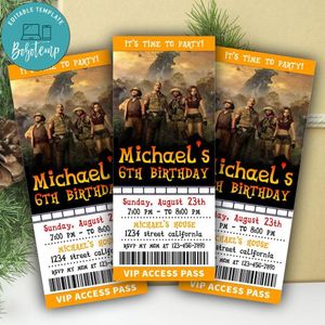 Jumanji Ticket Invitation Customizable Template Instant Download