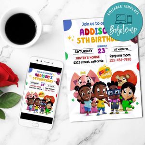 Kunda and friends Invitation Customizable Template to Print at Home Instant Download