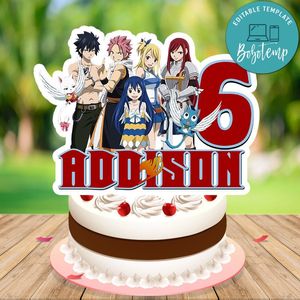 Fairy tail Birthday Cake Topper Template Printable Instant Download
