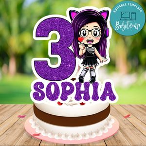Kori juega Birthday Cake Topper Template Printable Instant Download