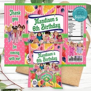 Cabbage Patch Birthday Party Fruit Snack Bag Digital File Printable Instant Download