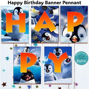 Happy Feet Banner Pennant Digital File Template Instant Download