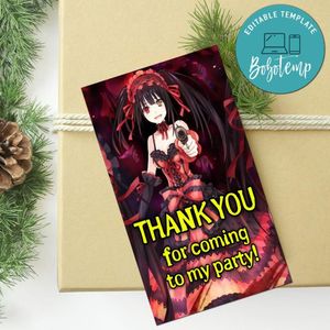 Kurumi Tokisaki Thank You Tag Customizable Template To Print At Home Instant Download