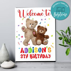 Build A Bear Birthday Welcome Sign Digital File Printable Instant Download