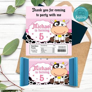 Vaca Lola Candy bar Label Customizable Template Instant Download