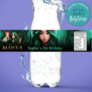 Mavka Birthday Water Bottle Label Template to Print at Home Instant Download