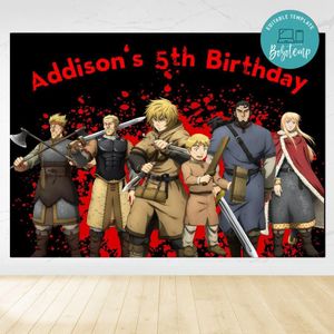 Vinland saga Birthday Backdrop Digital File Template Instant Download