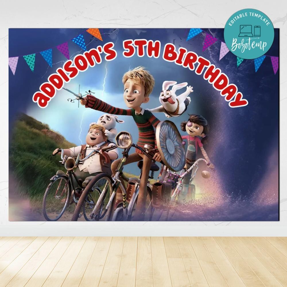 Giants Of La Mancha Birthday Backdrop Digital File Template Instant Download