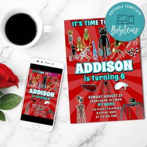 Trevor Henderson's Creations Birthday Invitation Customizable Template to Print at Home Instant Download