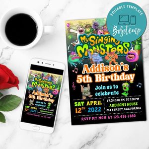 My Singing Monsters Mobile Invite Customizable Template Instant Download