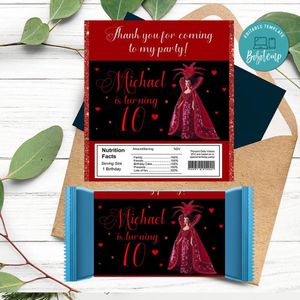 Barbie and queen of hearts Candy bar Label Customizable Template Instant Download