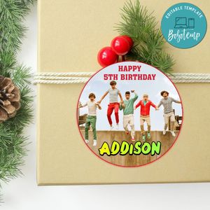 One Direction Circle Sticker Template Customizable To Print At Home Instant Download