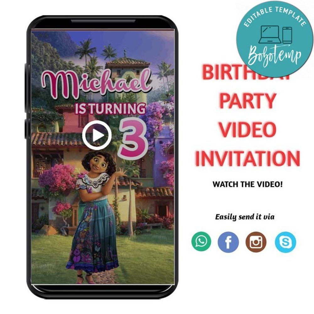 Encanto Video Invitation Digital Template Customizable Instant Download