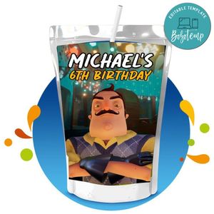 Hello neighbor Capri Sun Birthday Labels Digital File Printable Instant Download