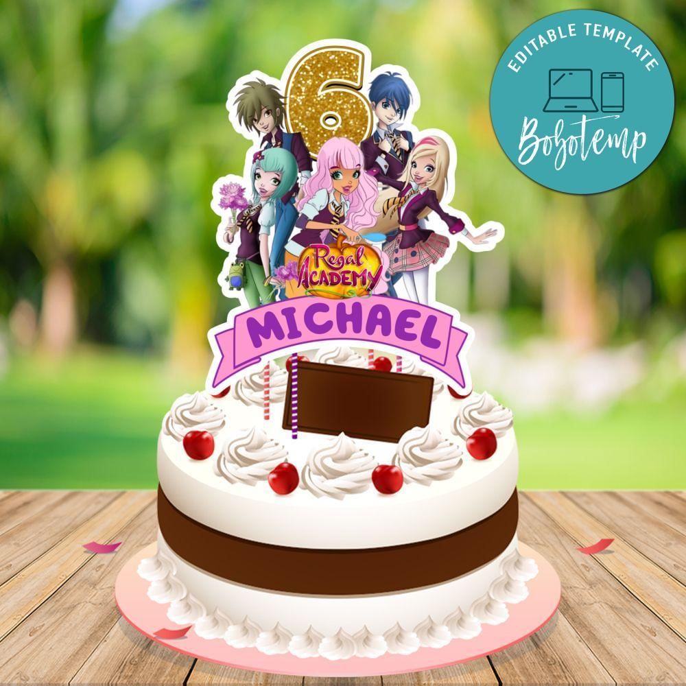 Regal Academy Cake Topper Template Printable Instant Download