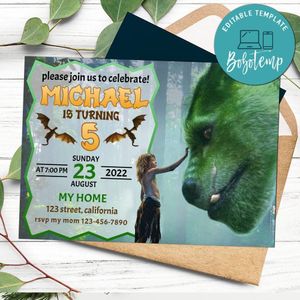 Pete's Dragon Birthday Invitation Customizable Template to Print at Home Instant Download