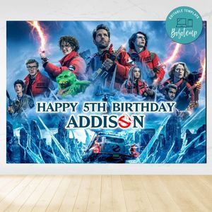 Ghostbusters: Frozen Empire Birthday Backdrop Digital File Template Instant Download