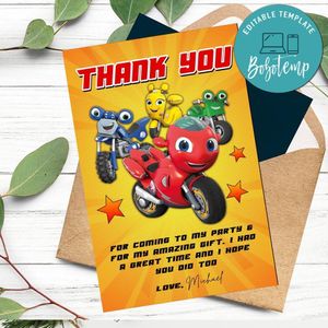 Ricky Zoom Thank You Card Customizable Template To Print At Home Instant Download