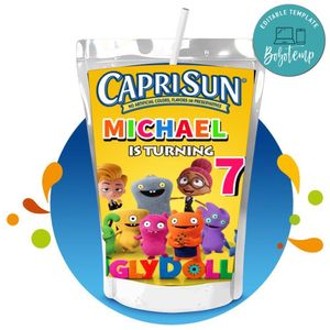 Ugly dolls Capri Sun Birthday Labels Digital File Printable Instant Download