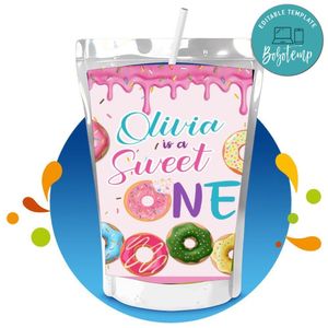 Sweet Doughnut Capri Sun Birthday Label Digital File Printable Instant Download