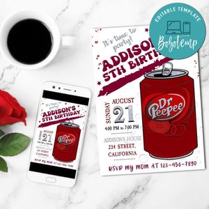 Dr Pepper Soda Mobile Invite Customizable Template Instant Download