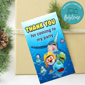 Pororo Thank You Tag Customizable Template To Print At Home Instant Download